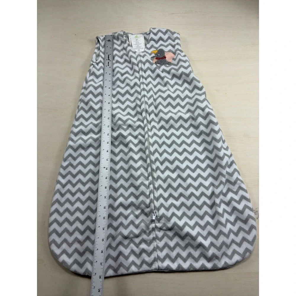 Disney Baby Dumbo Fleece Sleep Sack Gray White Chevron Wearable Blanket 6-12M